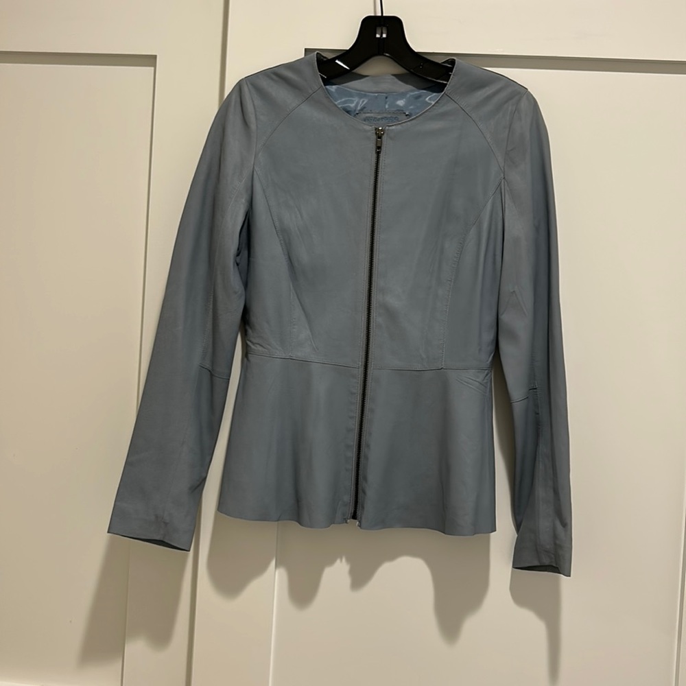Beautiful My Tribe light blue summer leather jacket